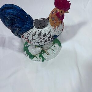 Decorative Rooster Figurine - Blue, White & Red Home Accent